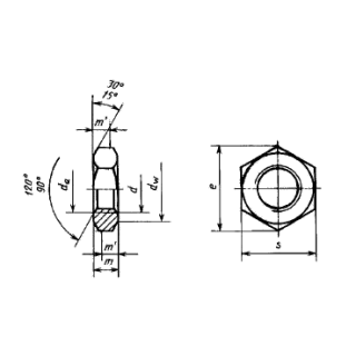 Гайка шестигранная низкая, класс точности В ГОСТ 10607-94 - фото - 1