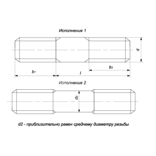 Шпилька с ввинчиваемым концом, класс точности В ГОСТ 22038-76 - фото - 1